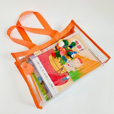 高清PVC手提肩揹袋-橫 H24xL35xD8.5cm-橙色
